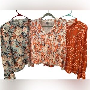 BUNDLE DEAL with 3 Blouses: Women’s long sleeve gorgeous Blouses, all SZ XL